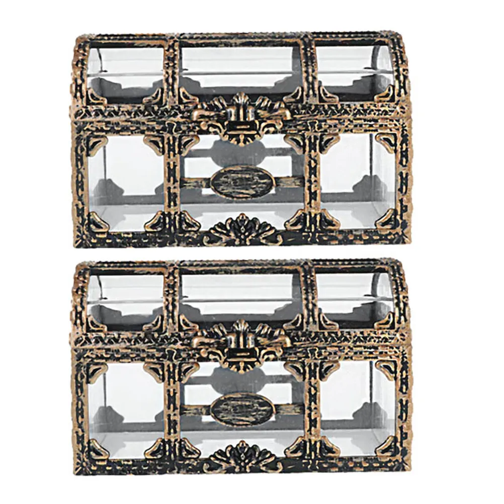 2Pcs Clear Plastic Treasure Chest Box Multifunctional Jewelry Storage Box Vintage Style Home Office Classroom Decor Favor
2Pcs Clear Plastic Treasure Chest Box Multifunctional Jewelry Storage Box Vintage Style Home Office Classroom Decor Favor