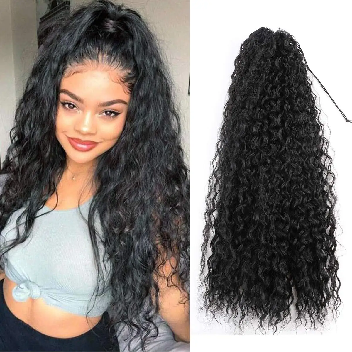 32inch Long Kinky Curly Ponytail Synthetic Drawstring Ponytail High Temperature Fiber Pony Tail Hair Extension for Black Women
32inch Long Kinky Curly Ponytail Synthetic Drawstring Ponytail High Temperature Fiber Pony Tail Hair Extension for Black Women