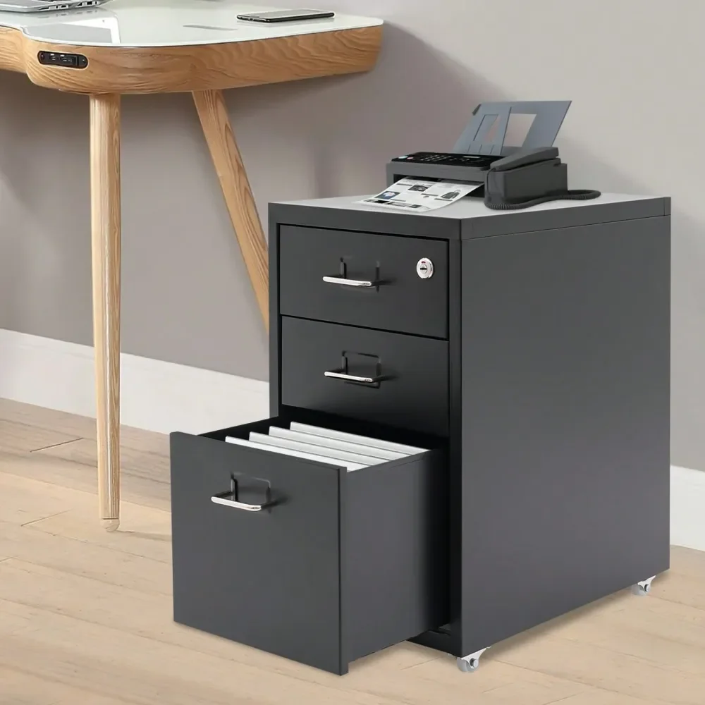 File Cabinet, 3Drawer Metal Mobile File Cabinet With Lock Wheels, Black Under Desk Filing Cabinet, Lockable Storage Organizer F
File Cabinet, 3Drawer Metal Mobile File Cabinet With Lock Wheels, Black Under Desk Filing Cabinet, Lockable Storage Organizer F