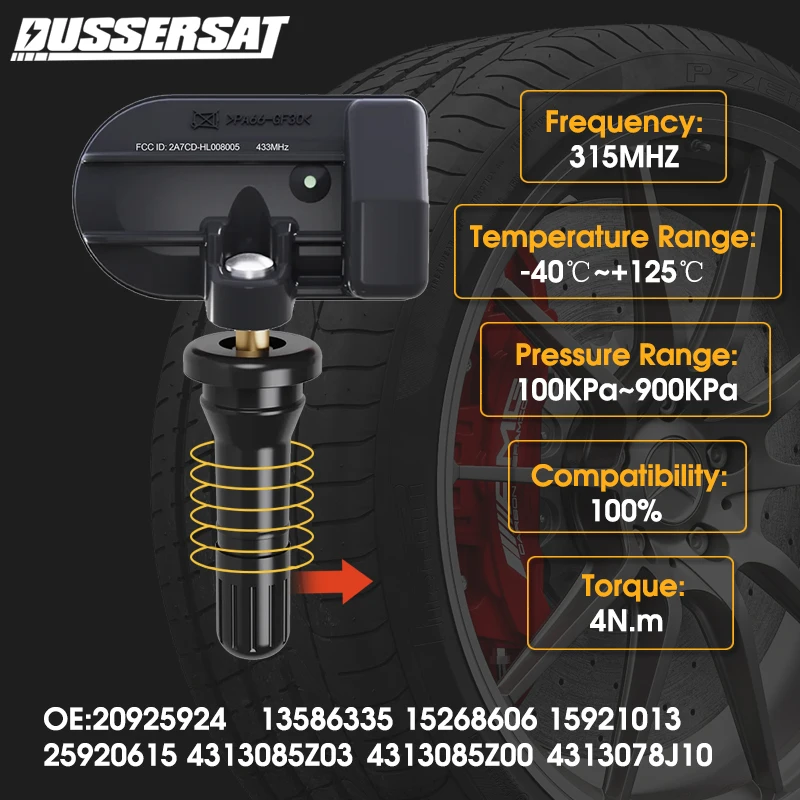Tire Pressure Sensor TPMS 315MHz OE 13586335 4313085Z03 for Saturn Astra Aura Lambda Outlook Sky Vue Suzuki Forenza Reno XL-7
Tire Pressure Sensor TPMS 315MHz OE 13586335 4313085Z03 for Saturn Astra Aura Lambda Outlook Sky Vue Suzuki Forenza Reno XL-7