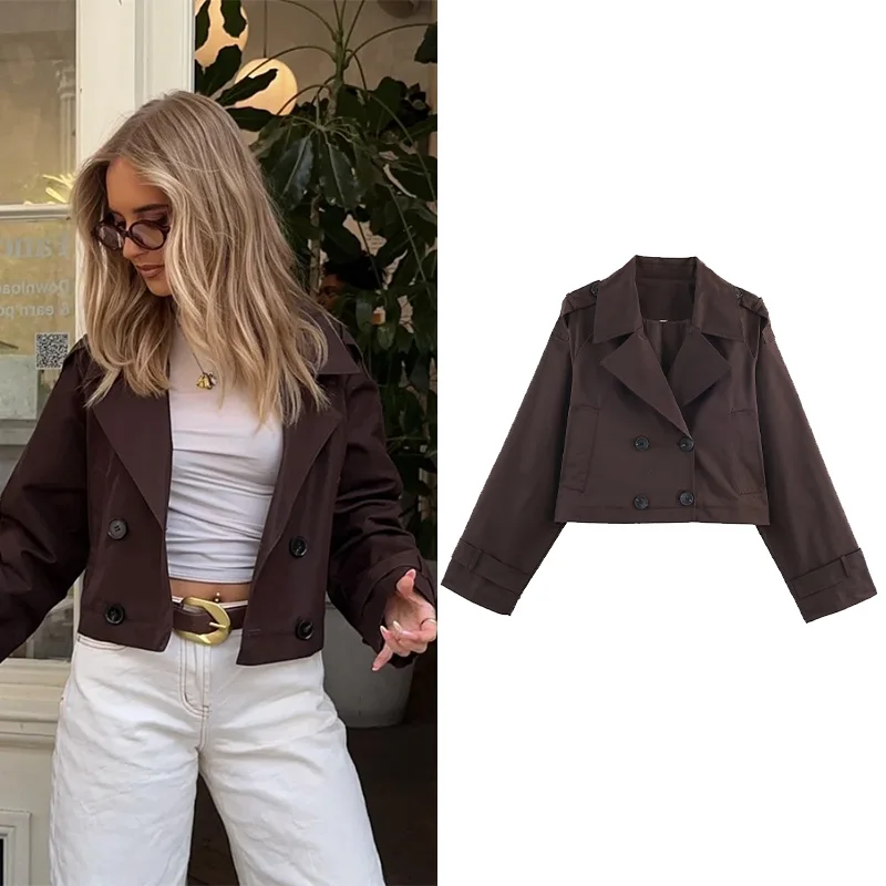 NERHEFZ Women's Short Trench Coat with Double Breasted Women Casual Long Sleeve Lapel Lady Short Coats Autumn Female Jackets
NERHEFZ Women's Short Trench Coat with Double Breasted Women Casual Long Sleeve Lapel Lady Short Coats Autumn Female Jackets