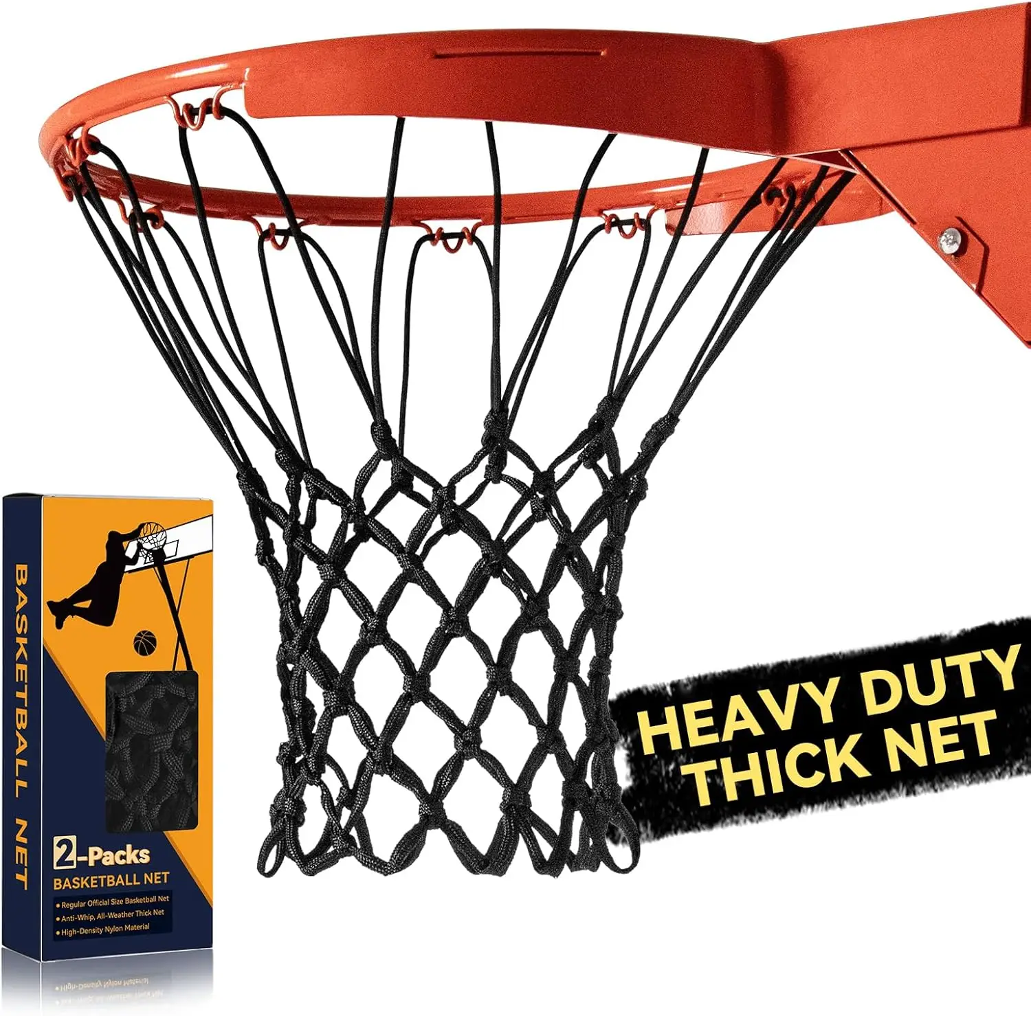 Heavy Duty Basketball Net – 60-Line Nylon, Anti-Tangle, All Weather, Fits 12-Loop Rim, Swish Sound
Heavy Duty Basketball Net – 60-Line Nylon, Anti-Tangle, All Weather, Fits 12-Loop Rim, Swish Sound