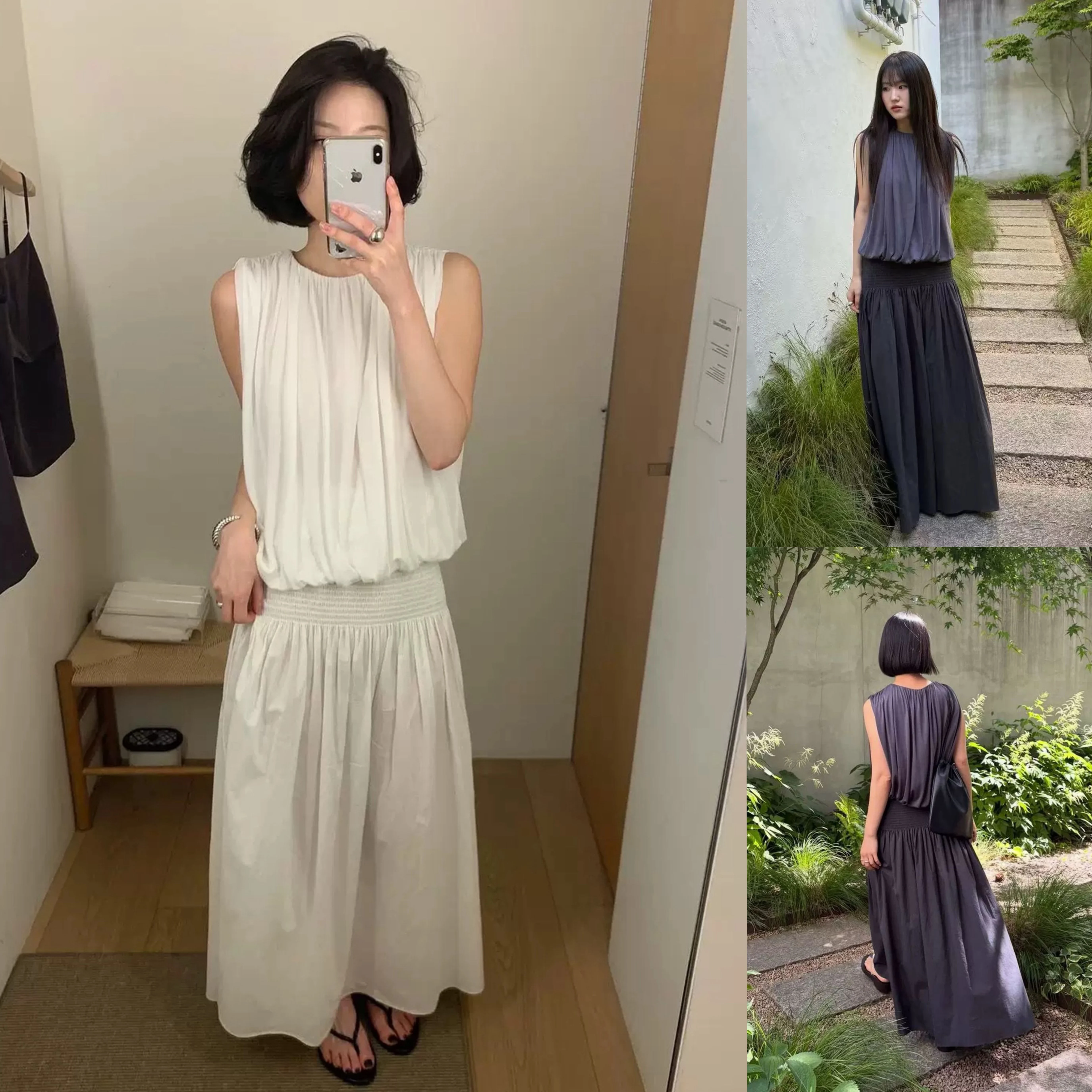Korean Style Long Sleeveless round Neck High Waist Pure Color Pleated Maxi Dress Women's Summer Fashion Set Breathable Top
Korean Style Long Sleeveless round Neck High Waist Pure Color Pleated Maxi Dress Women's Summer Fashion Set Breathable Top