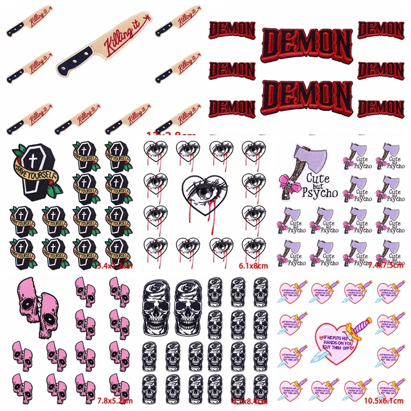 10 pcs/lot Wholesale Punk knife Patch Iron On Patches For Clothing Thermoadhesive Patches Heart Embroidery Patch Badges
10 pcs/lot Wholesale Punk knife Patch Iron On Patches For Clothing Thermoadhesive Patches Heart Embroidery Patch Badges