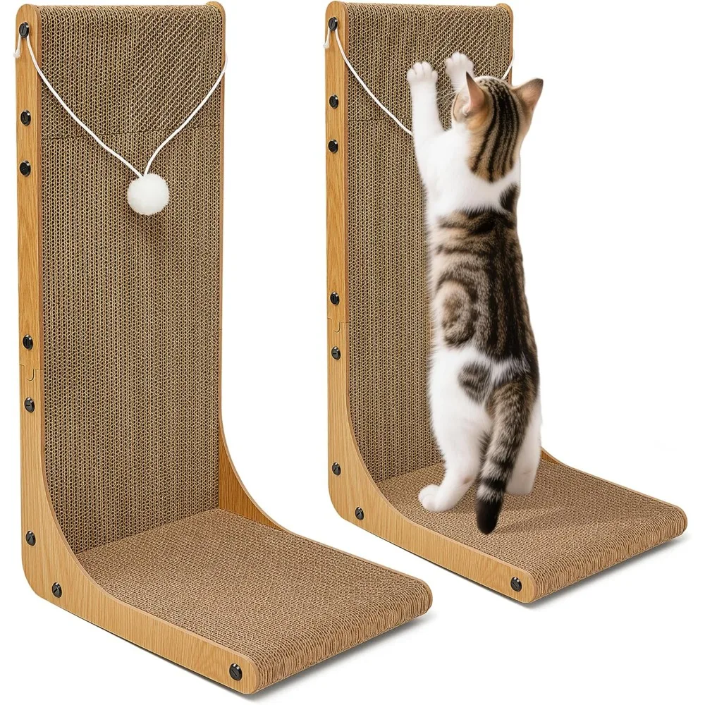 L Shaped Cardboard Cat Scratcher Dual Use Vertical Horizontal with Toy Balls Wall Mount Furniture Protector
L Shaped Cardboard Cat Scratcher Dual Use Vertical Horizontal with Toy Balls Wall Mount Furniture Protector