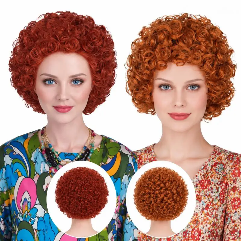 70s Retro Short Curly Wig Red Brown Crimped Hair Women Afro Fluffy Round Wavy Synthetic Hairpiece Halloween Cosplay Accessories
70s Retro Short Curly Wig Red Brown Crimped Hair Women Afro Fluffy Round Wavy Synthetic Hairpiece Halloween Cosplay Accessories