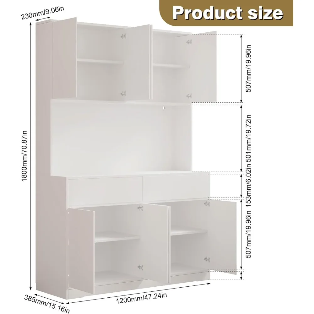 71 high and 47 wide large kitchen utensil cabinet, equipped with power sockets, LED lights, kitchen cabinets, 2 drawers
71 high and 47 wide large kitchen utensil cabinet, equipped with power sockets, LED lights, kitchen cabinets, 2 drawers