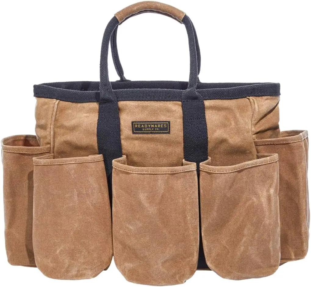 14" Waxed Canvas Tote with Pockets - Versatile Storage for Tools, Garden, Cleaning & Bar Supplies
14" Waxed Canvas Tote with Pockets - Versatile Storage for Tools, Garden, Cleaning & Bar Supplies