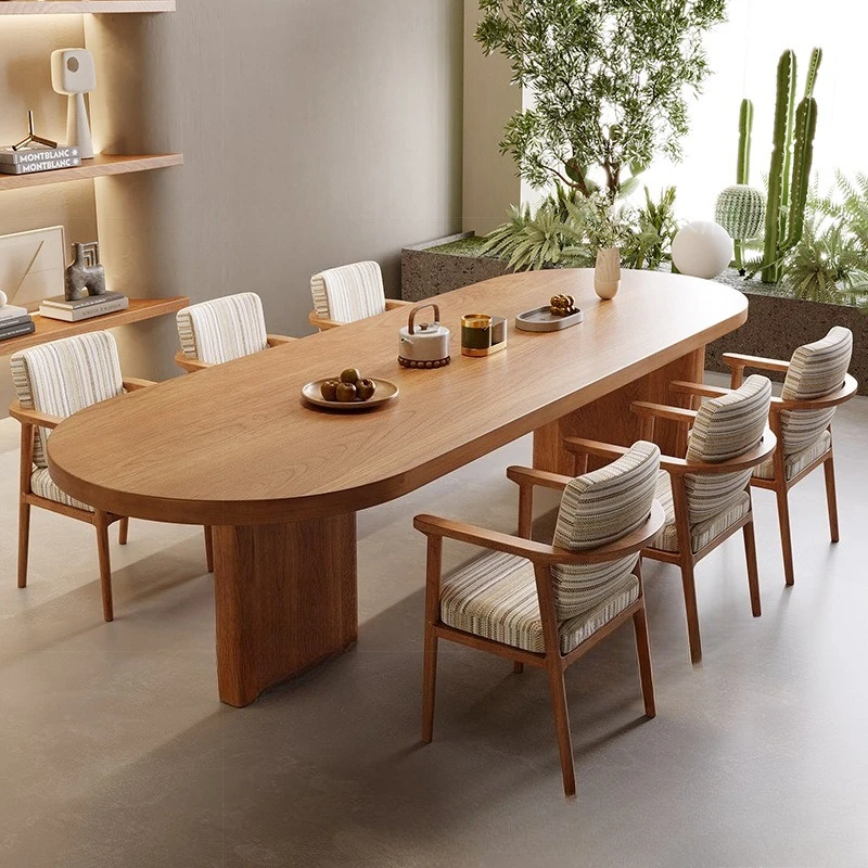 All solid wood creative dining table and chair combination Nordic log workbench household dining table meal book integrated oval
All solid wood creative dining table and chair combination Nordic log workbench household dining table meal book integrated oval