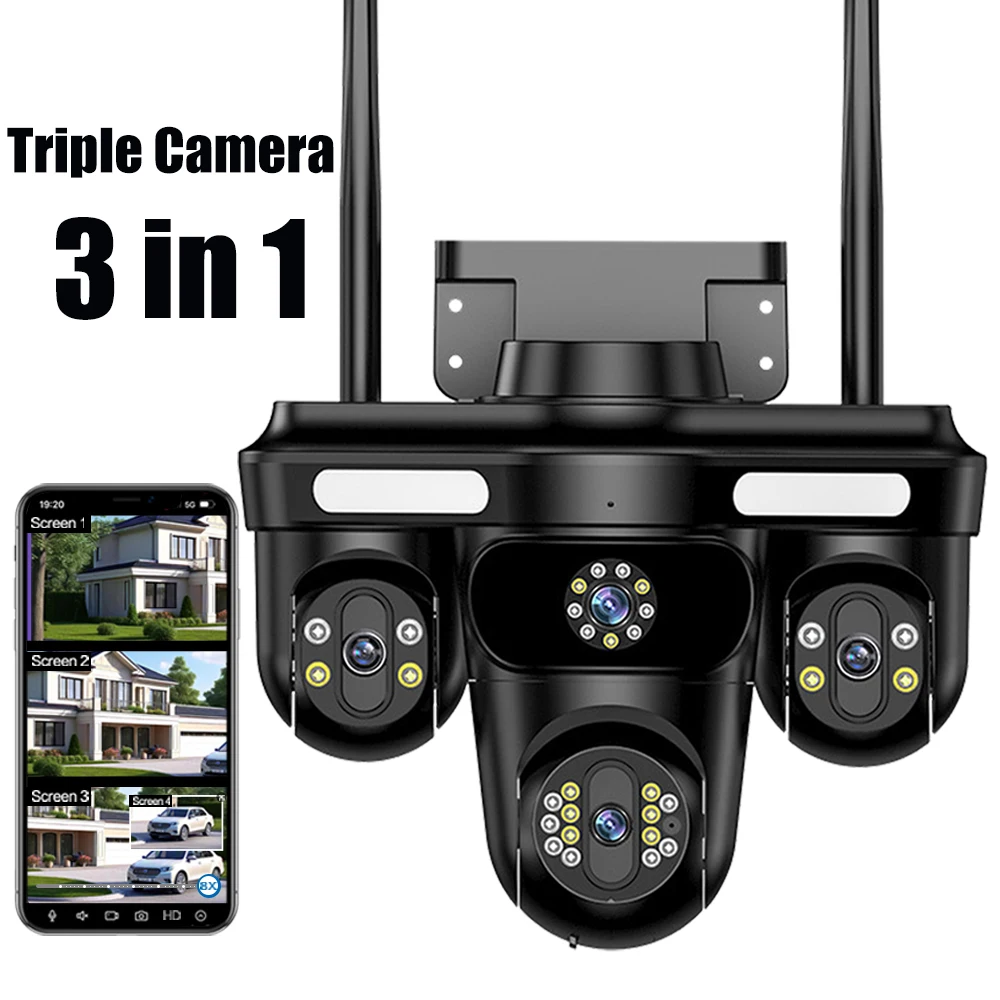 3-Lens 3-PTZ Heavy-Duty WiFi Camera with AI Tracking
3-Lens 3-PTZ Heavy-Duty WiFi Camera with AI Tracking