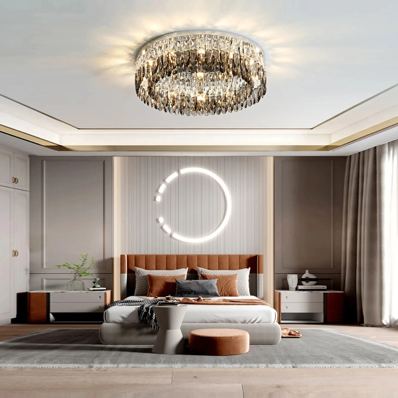Modern luxury style LED crystal ceiling light living room bedroom dining room kitchen circular black crystal pendant light
Modern luxury style LED crystal ceiling light living room bedroom dining room kitchen circular black crystal pendant light