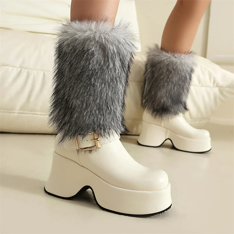Winter European and American Punk Fur Belt Buckle Decorative Ankle Boots for Ladies, Anti Slip and Warm Snow Botas Women Shoes
Winter European and American Punk Fur Belt Buckle Decorative Ankle Boots for Ladies, Anti Slip and Warm Snow Botas Women Shoes