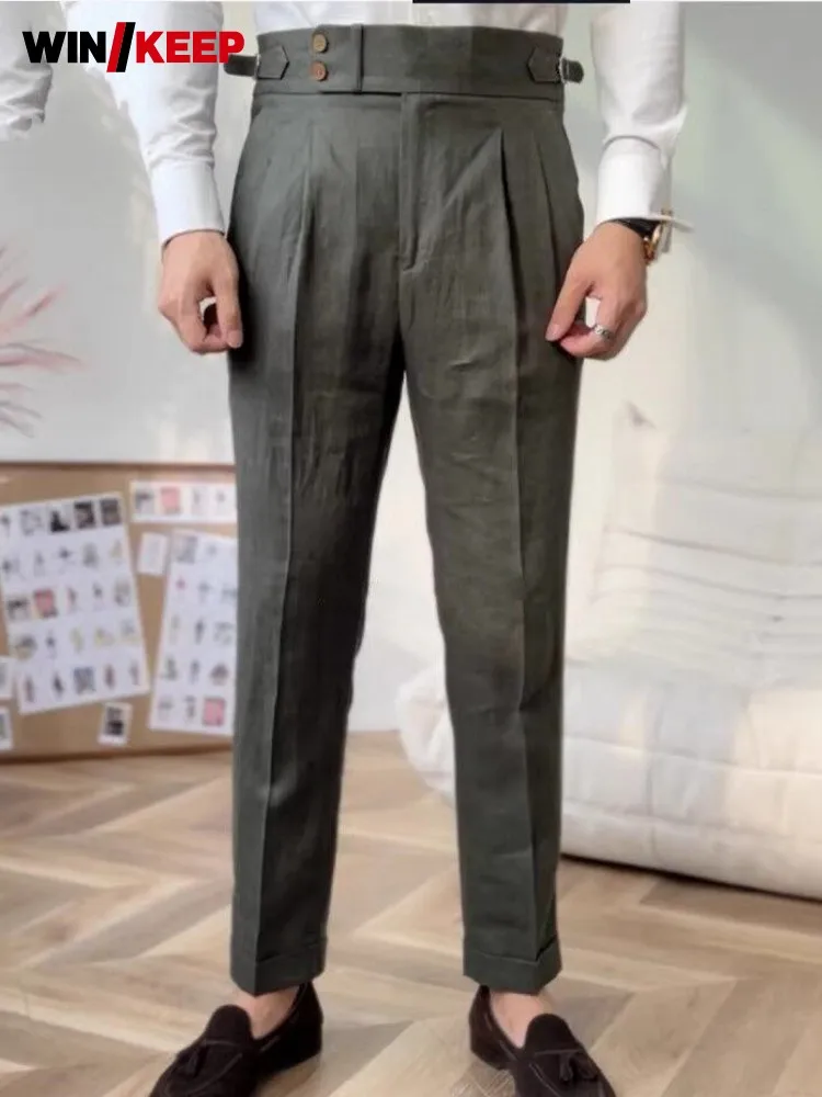Vintage Mens Spring Summer Slim Fit Breathable Linen Suit Pants Business Work Cargo Pants Office Male Straight Long Trousers 5XL
Vintage Mens Spring Summer Slim Fit Breathable Linen Suit Pants Business Work Cargo Pants Office Male Straight Long Trousers 5XL