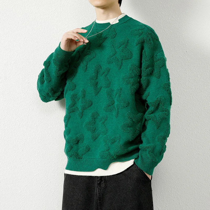 2023 Men's Five-Pointed Star Jacquard Loose-Fitting Fake Two-Piece Sweater Winter New Warm Pullover Sweater
2023 Men's Five-Pointed Star Jacquard Loose-Fitting Fake Two-Piece Sweater Winter New Warm Pullover Sweater