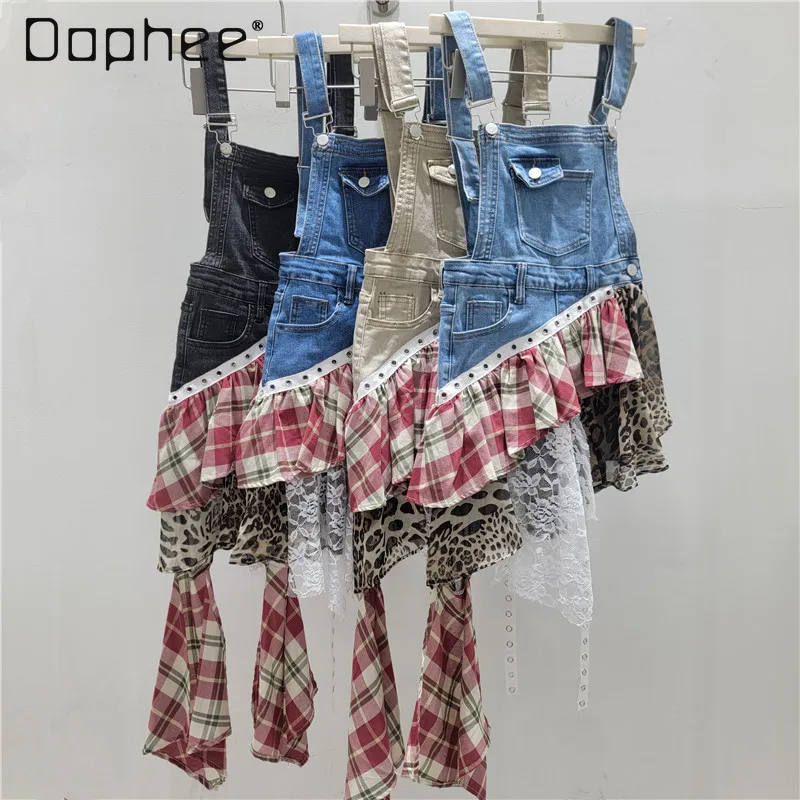Spice Girls Plaid Irregular Skirt Retro High Waist Design Sense Splicing Contrasting Color Denim Strap Skirt Women
Spice Girls Plaid Irregular Skirt Retro High Waist Design Sense Splicing Contrasting Color Denim Strap Skirt Women