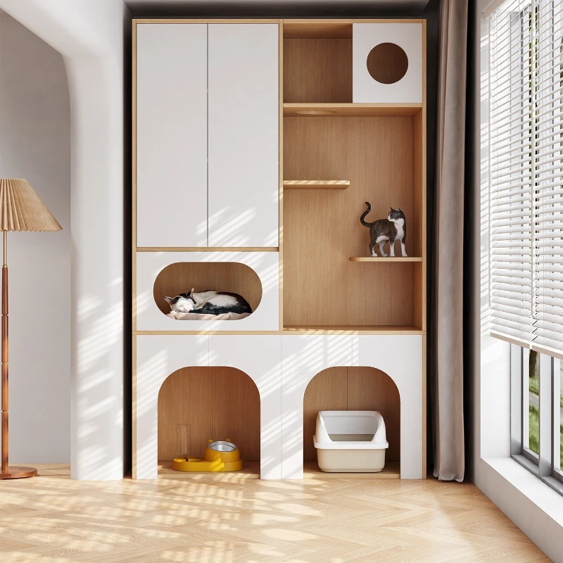 Solid wood cat nest household indoor large space cat house
Solid wood cat nest household indoor large space cat house