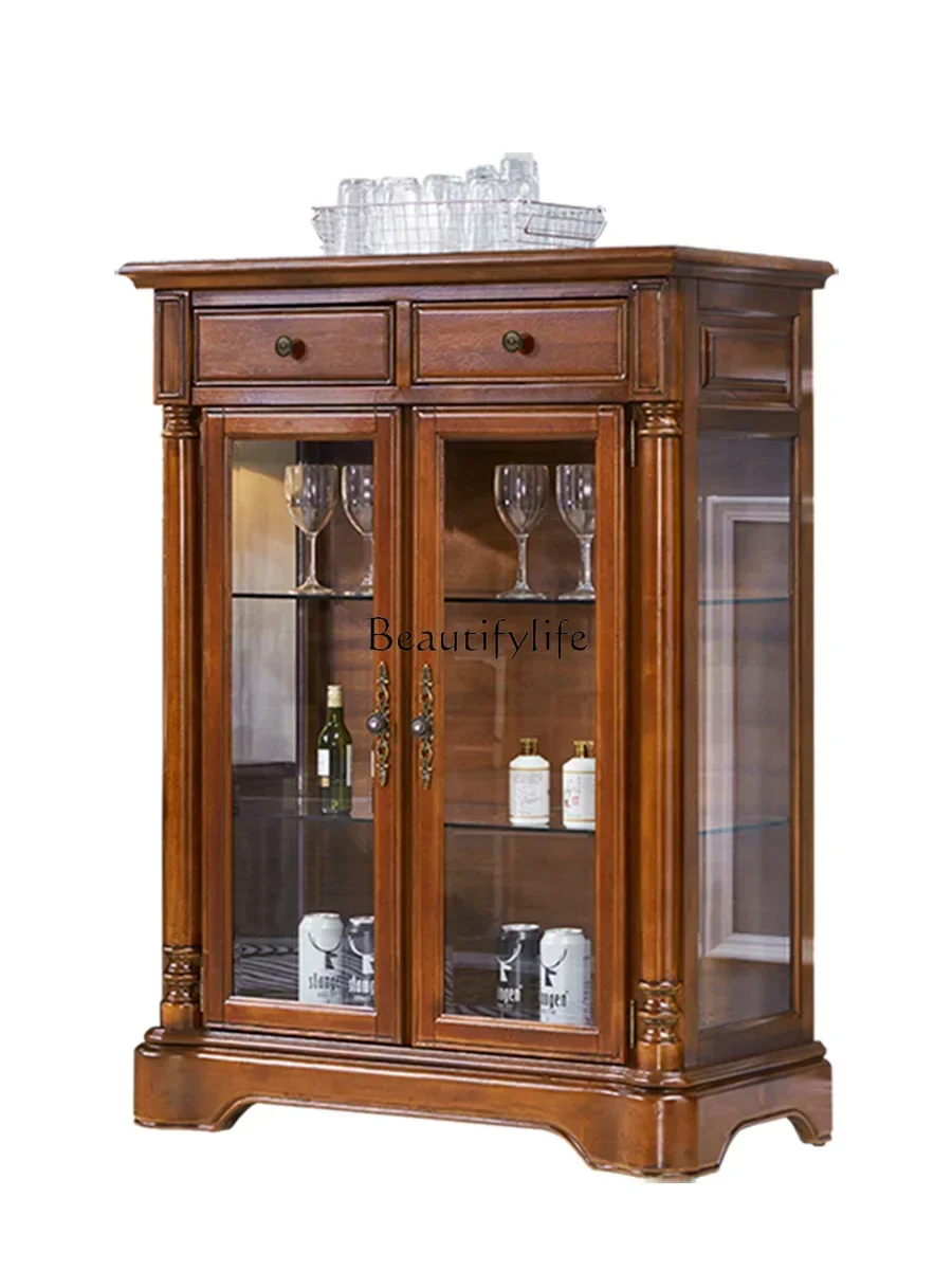 American solid wood wine cabinet, living room glass door, all solid wood display, simple dining room side cabinet
American solid wood wine cabinet, living room glass door, all solid wood display, simple dining room side cabinet