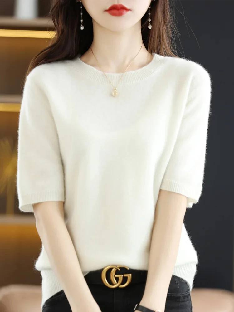 Spring Summer Short Half Sleeve Top 2024 Thin Ladies Knitted Short Sleeve Loose T-Shirt Sweater Pullover Multi-color optional
Spring Summer Short Half Sleeve Top 2024 Thin Ladies Knitted Short Sleeve Loose T-Shirt Sweater Pullover Multi-color optional