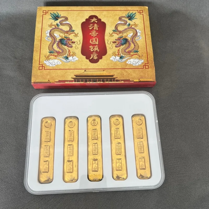 Chinese Antique brass Qing Dynasty fulushouxicai Ornaments Five Emperors Gold Bars Decorative Coins Collection Ornaments Crafts
Chinese Antique brass Qing Dynasty fulushouxicai Ornaments Five Emperors Gold Bars Decorative Coins Collection Ornaments Crafts