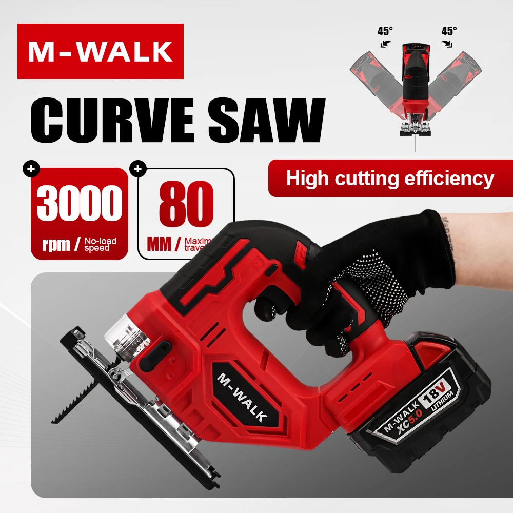M-WALK 3000 об/мин Бесщеточная аккумуляторная электрическая кривая пила 45 ° Режущий инструмент для деревообработки бензопилы для аккумуляторного штифта Milwaukee 18 В
M-WALK 3000 об/мин Бесщеточная аккумуляторная электрическая кривая пила 45 ° Режущий инструмент для деревообработки бензопилы для аккумуляторного штифта Milwaukee 18 В