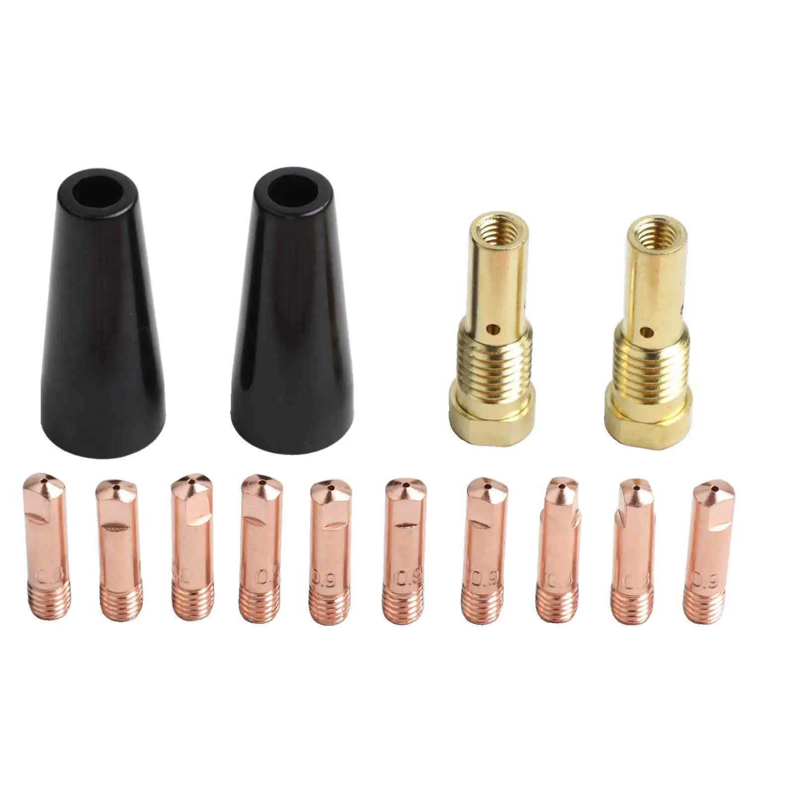 14PCS Gasless Nozzle Contact Tips Kit Contact Tips Of 0.030" (0.8mm) Contact Tips Of 0.035" (0.9mm) Gas Diffuser Holders
14PCS Gasless Nozzle Contact Tips Kit Contact Tips Of 0.030" (0.8mm) Contact Tips Of 0.035" (0.9mm) Gas Diffuser Holders