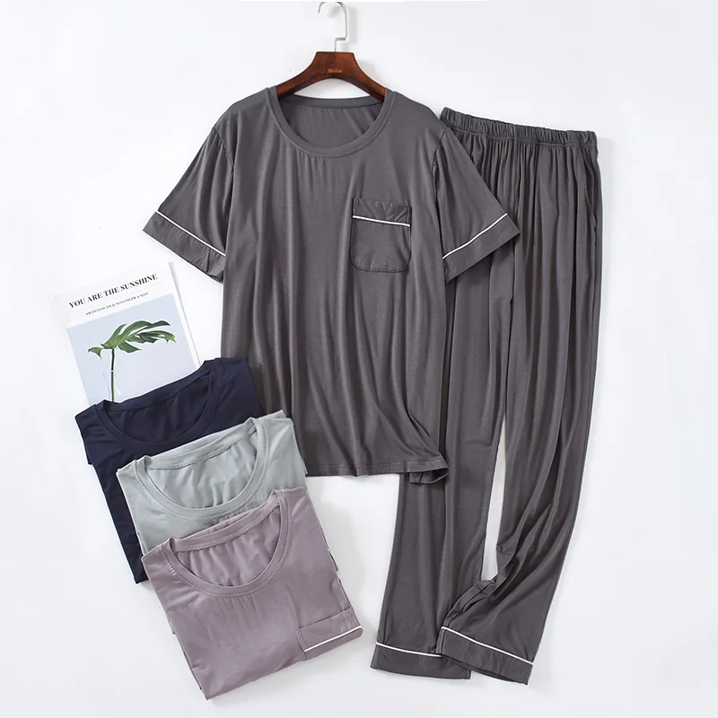 Wholesale & Retail Modal Cotton Simple Crew Neck Pullover Men's Summer Thin Short Sleeve Long Pants Loose Pajamas Homewear Cover
Wholesale & Retail Modal Cotton Simple Crew Neck Pullover Men's Summer Thin Short Sleeve Long Pants Loose Pajamas Homewear Cover