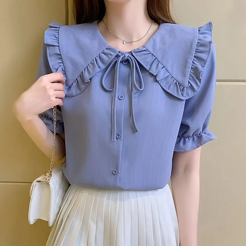 Woman Top Doll Collar Ruffles Loose Shirts & Blouses for Women Fine Elegant Korean Style S Y2k Fashion Xl Simple Cheap Stylish M
Woman Top Doll Collar Ruffles Loose Shirts & Blouses for Women Fine Elegant Korean Style S Y2k Fashion Xl Simple Cheap Stylish M