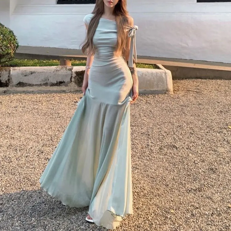 Mint Green Asymmetrical Slash Neck Mermaid Maxi Dress Women Bow Tie Detail Summer Slim Elegant Evening Party Bag Hip Long Gown
Mint Green Asymmetrical Slash Neck Mermaid Maxi Dress Women Bow Tie Detail Summer Slim Elegant Evening Party Bag Hip Long Gown