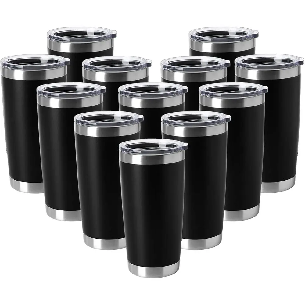 Double Wall Vacuum-Insulated Stainless Steel Tumblers, 20oz Black, 12-Pack for Hot or Cold Beverages
Double Wall Vacuum-Insulated Stainless Steel Tumblers, 20oz Black, 12-Pack for Hot or Cold Beverages