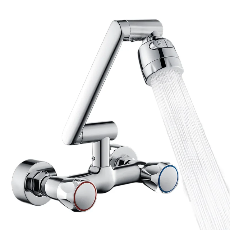 *Kitchen wall faucet hot and cold double open double control household dishwasher sink can be rotated
*Kitchen wall faucet hot and cold double open double control household dishwasher sink can be rotated