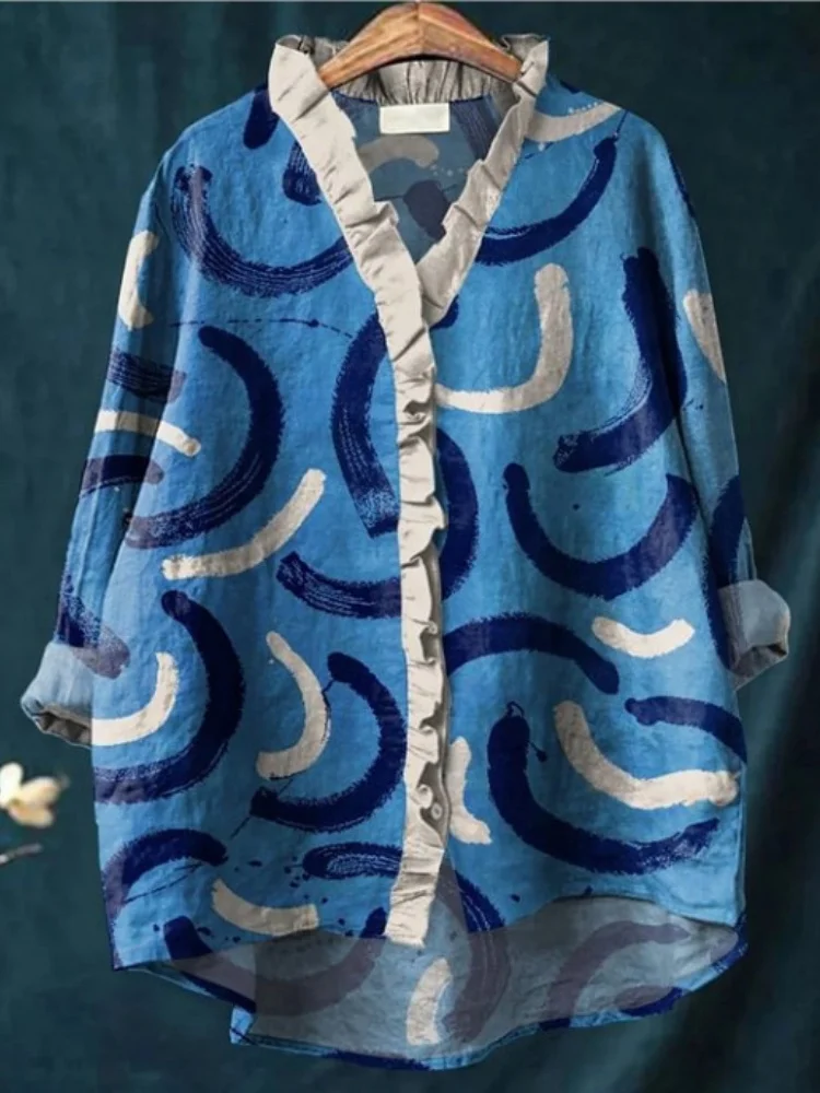 5XL Fashion Colorblock Blouse Vintage Floral Printed Long Sleeve Ruffled V-neck Stitching Shirts 2026 New PLUS SIZE Tops
5XL Fashion Colorblock Blouse Vintage Floral Printed Long Sleeve Ruffled V-neck Stitching Shirts 2026 New PLUS SIZE Tops