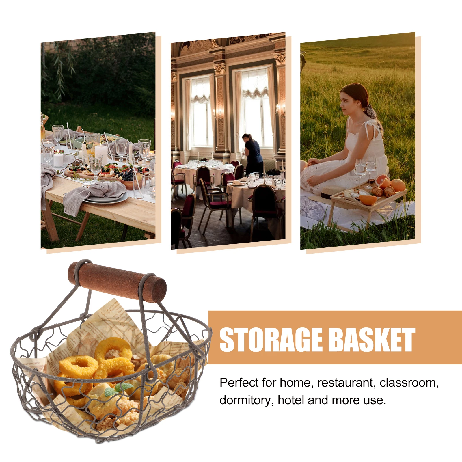 Rustic Wrought Iron Wood Handle Storage Basket Multifunctional Kitchen Organizer Vegetable Fruit Egg Holder Large Capacity
Rustic Wrought Iron Wood Handle Storage Basket Multifunctional Kitchen Organizer Vegetable Fruit Egg Holder Large Capacity