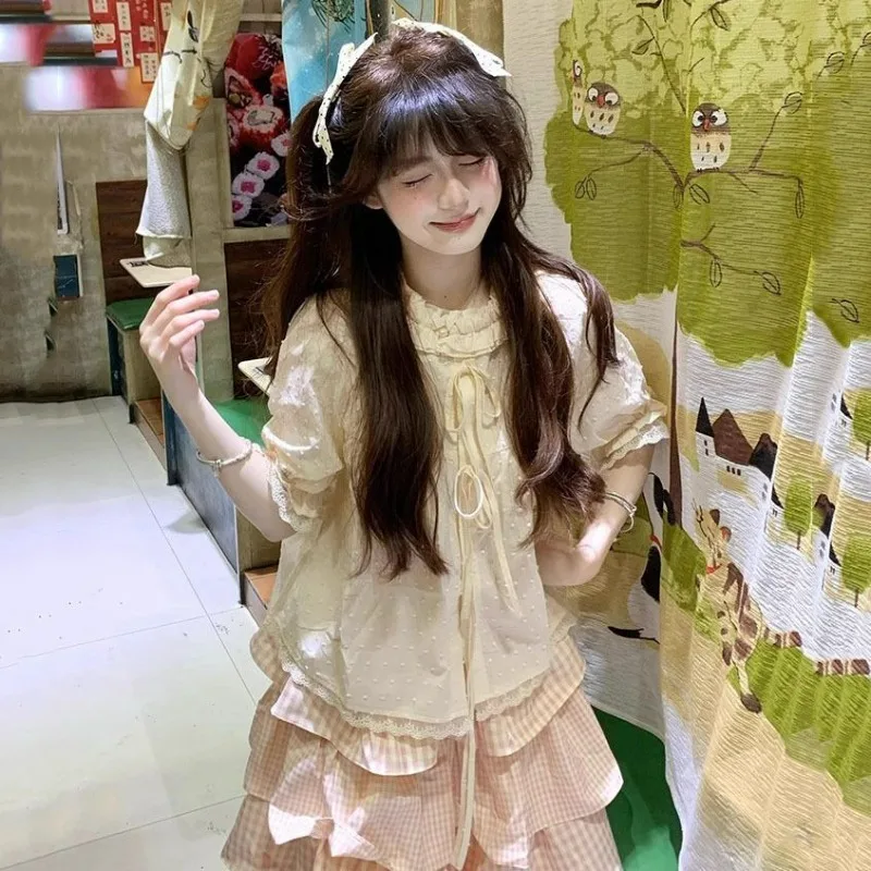 Summer New Sweet Fresh and Cute Womens Two Peice Sets Fashion Gentle Temperament Short Sleeved Shirt and Cake Skirt Set
Summer New Sweet Fresh and Cute Womens Two Peice Sets Fashion Gentle Temperament Short Sleeved Shirt and Cake Skirt Set