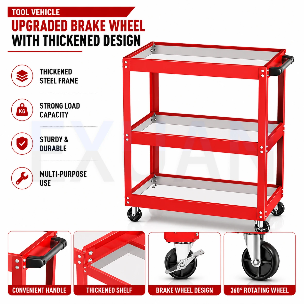 Mechanical Workshop Tools with Wheels Tool Carts 3-layer Mobile Tool Car Multifunctional and Heavy-duty Auto Repair Parts Car
Mechanical Workshop Tools with Wheels Tool Carts 3-layer Mobile Tool Car Multifunctional and Heavy-duty Auto Repair Parts Car