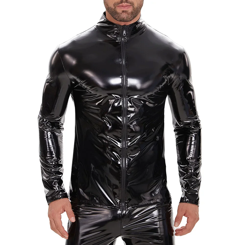 Mens Leather Slim Pvc Lacquered Jacket Autumn Fashion Nightclub Niche Personality All-Match Long-Sleeved Top Men'S Clothing
Mens Leather Slim Pvc Lacquered Jacket Autumn Fashion Nightclub Niche Personality All-Match Long-Sleeved Top Men'S Clothing
