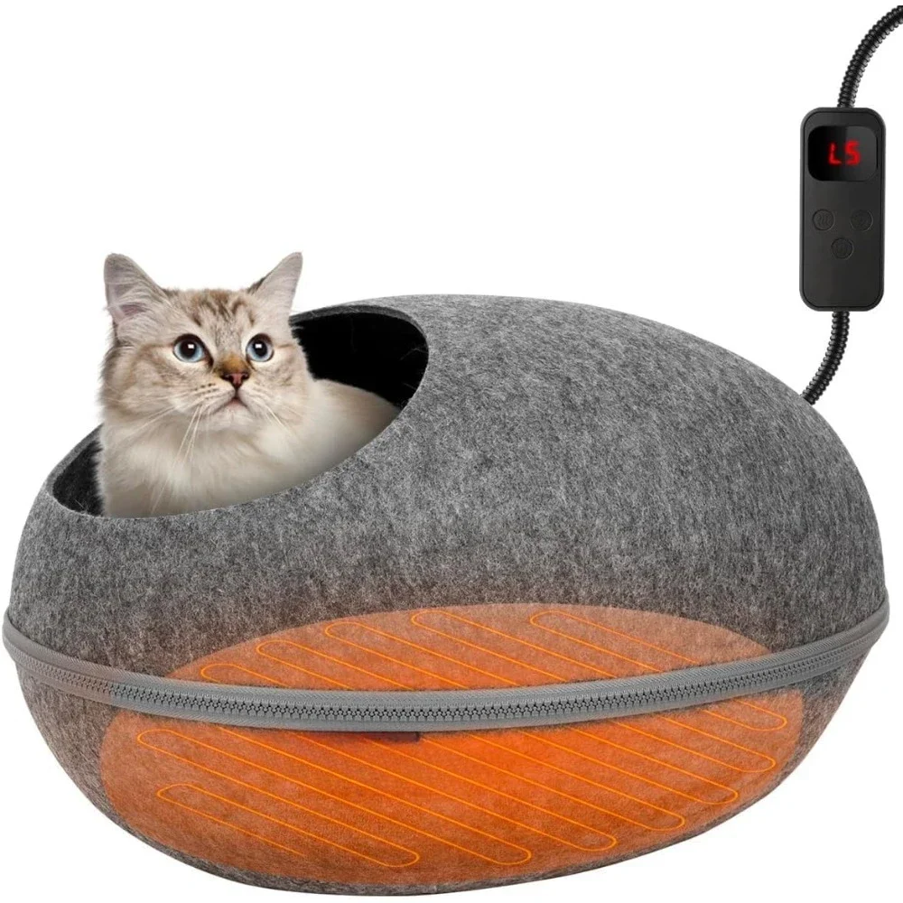 Heated Cat Bed for Large Cats, 19" Detachable Cave Heated Pet Bed with Time & Temp Adjustable Pet Heating Pad for Indoor Cat.
Heated Cat Bed for Large Cats, 19" Detachable Cave Heated Pet Bed with Time & Temp Adjustable Pet Heating Pad for Indoor Cat.