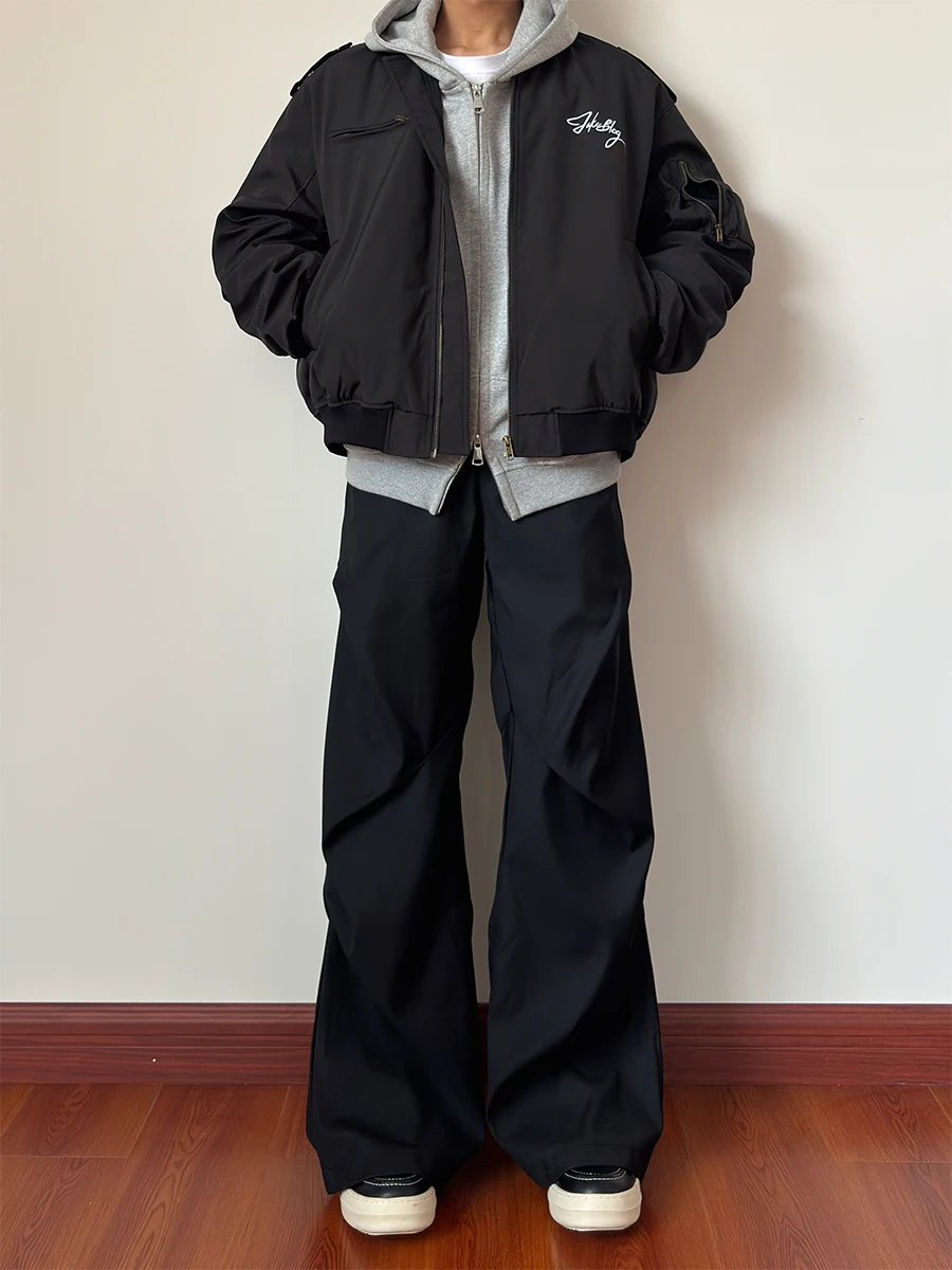 Loose Casual Black West Pants Floor-Length Pleated Draped Straight Leg Bell Bottoms Youth Popular American Style K705
Loose Casual Black West Pants Floor-Length Pleated Draped Straight Leg Bell Bottoms Youth Popular American Style K705