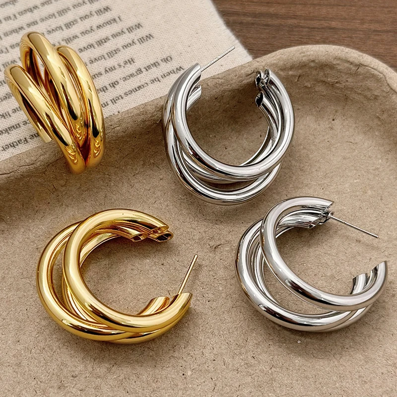 Simple Metal C Shape Dangle Earrings for Women Trendy Retro Three Layer Personality Geometry Drop Earrings Round Circle Jewelry
Simple Metal C Shape Dangle Earrings for Women Trendy Retro Three Layer Personality Geometry Drop Earrings Round Circle Jewelry