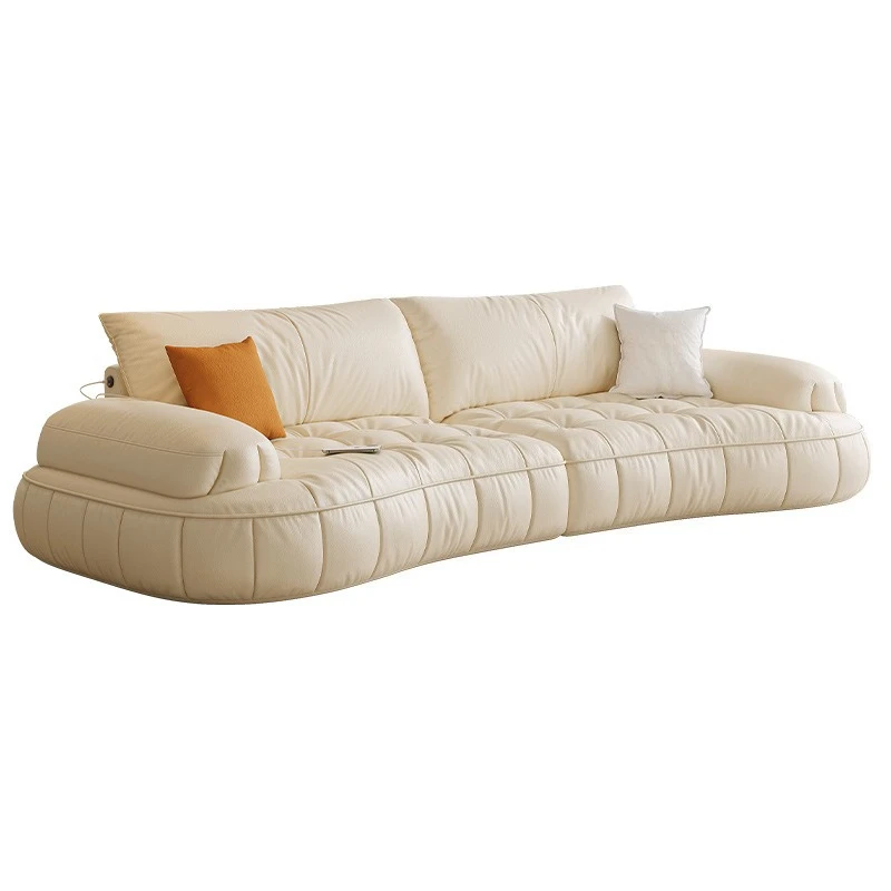 French cream wind large sitting deep sofa living room small apartment piano key storage leather curved sofa
French cream wind large sitting deep sofa living room small apartment piano key storage leather curved sofa