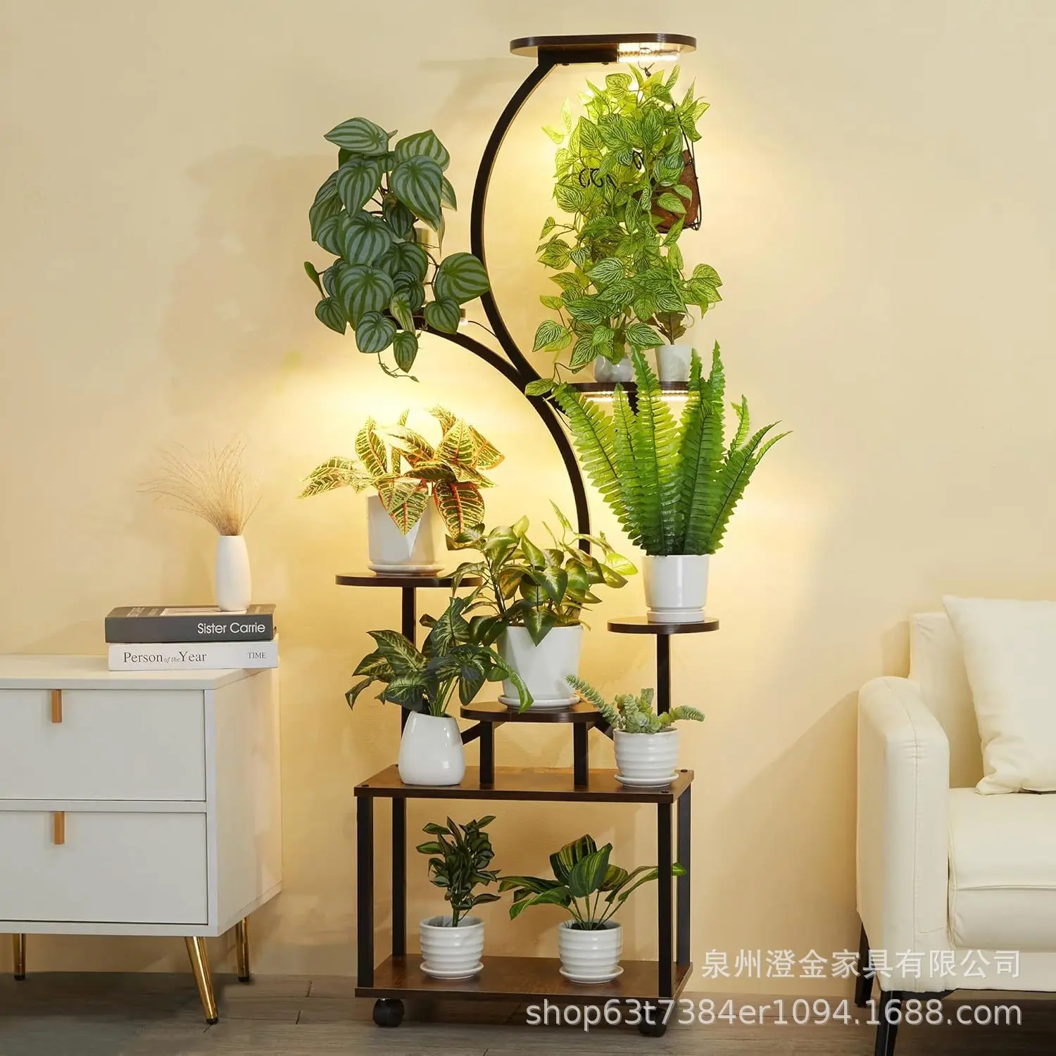 Indoor plant stand with growth lamp Wood board Elevated angular Flower Living room S-shaped
Indoor plant stand with growth lamp Wood board Elevated angular Flower Living room S-shaped