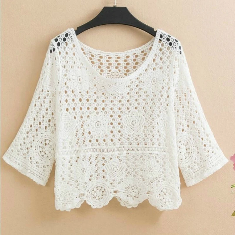 Women Hollow Out Knitted Sweater Spring Autumn O-neck Half Sleeve Sweater Casual Loose Lace Pullover Sweater Tops
Women Hollow Out Knitted Sweater Spring Autumn O-neck Half Sleeve Sweater Casual Loose Lace Pullover Sweater Tops