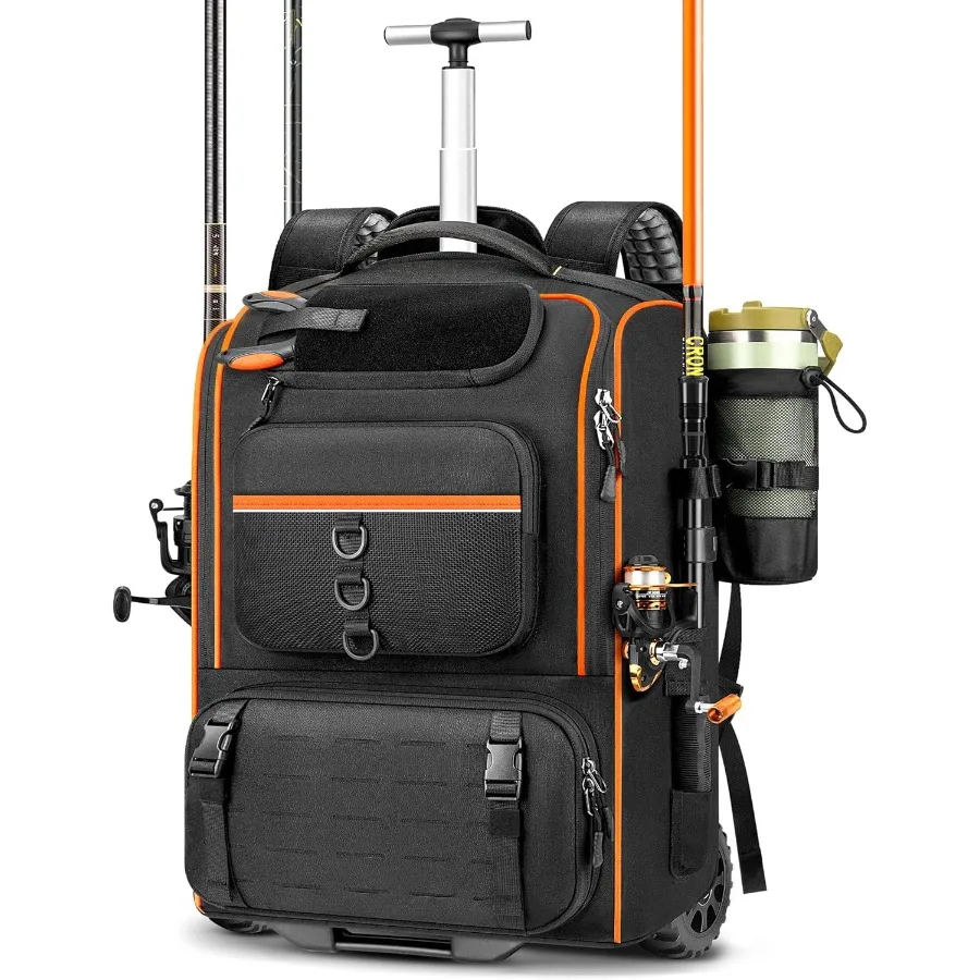 Fishing backpack with wheels for outdoor fishing enthusiasts waterresistant tackle box bag designed to hold all fishing gear an
Fishing backpack with wheels for outdoor fishing enthusiasts waterresistant tackle box bag designed to hold all fishing gear an