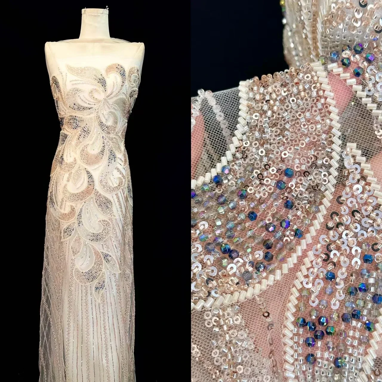 French high-quality sequin tulle lace fabric, African Nigerian handicrafts, lace, beads, embroidery, sewing, mesh fabric dress
French high-quality sequin tulle lace fabric, African Nigerian handicrafts, lace, beads, embroidery, sewing, mesh fabric dress
