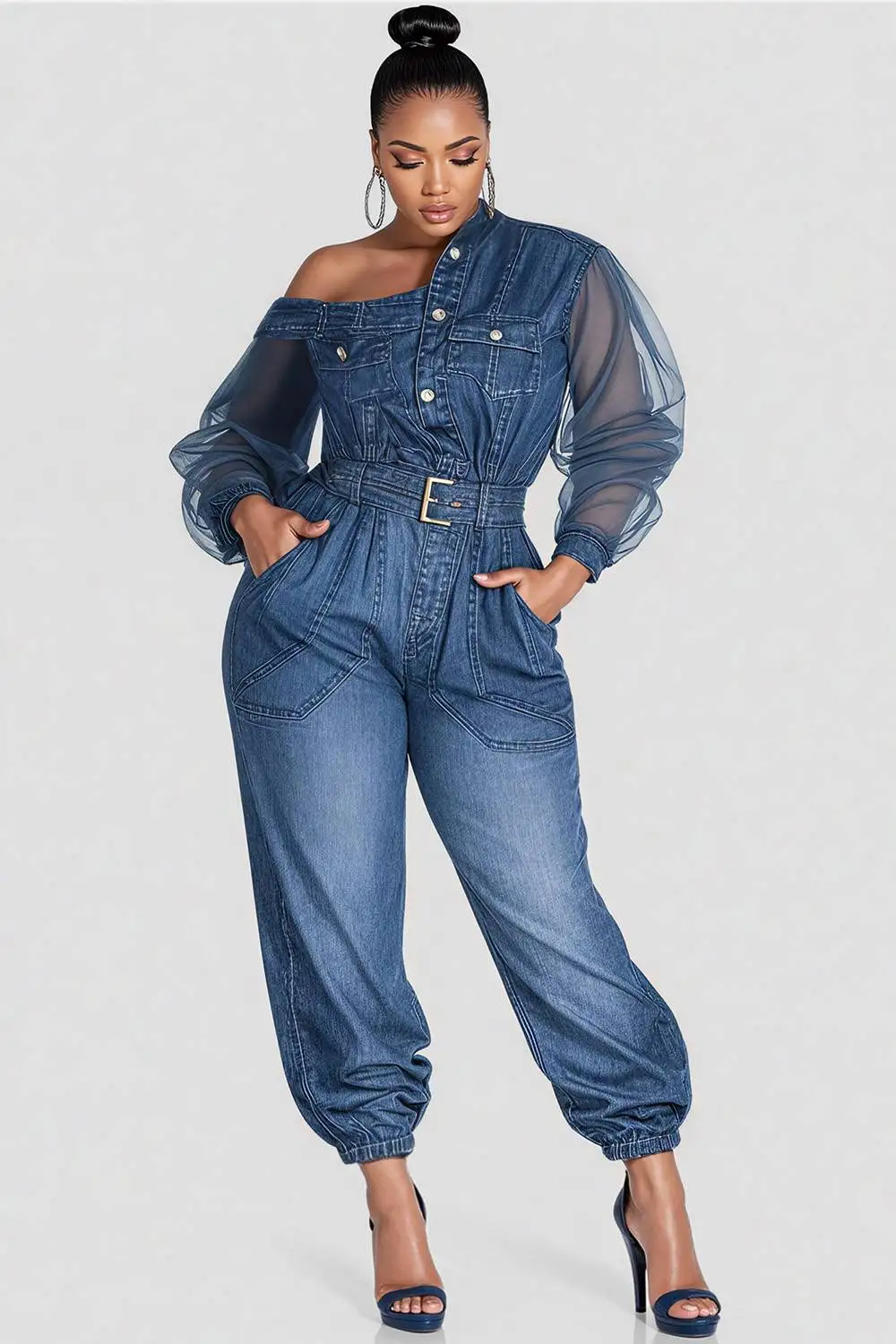 Plus Size Business Casual Light Blue Oblique Collar Long Sleeve Contrast Casual Jogging Denim Jumpsuits
Plus Size Business Casual Light Blue Oblique Collar Long Sleeve Contrast Casual Jogging Denim Jumpsuits