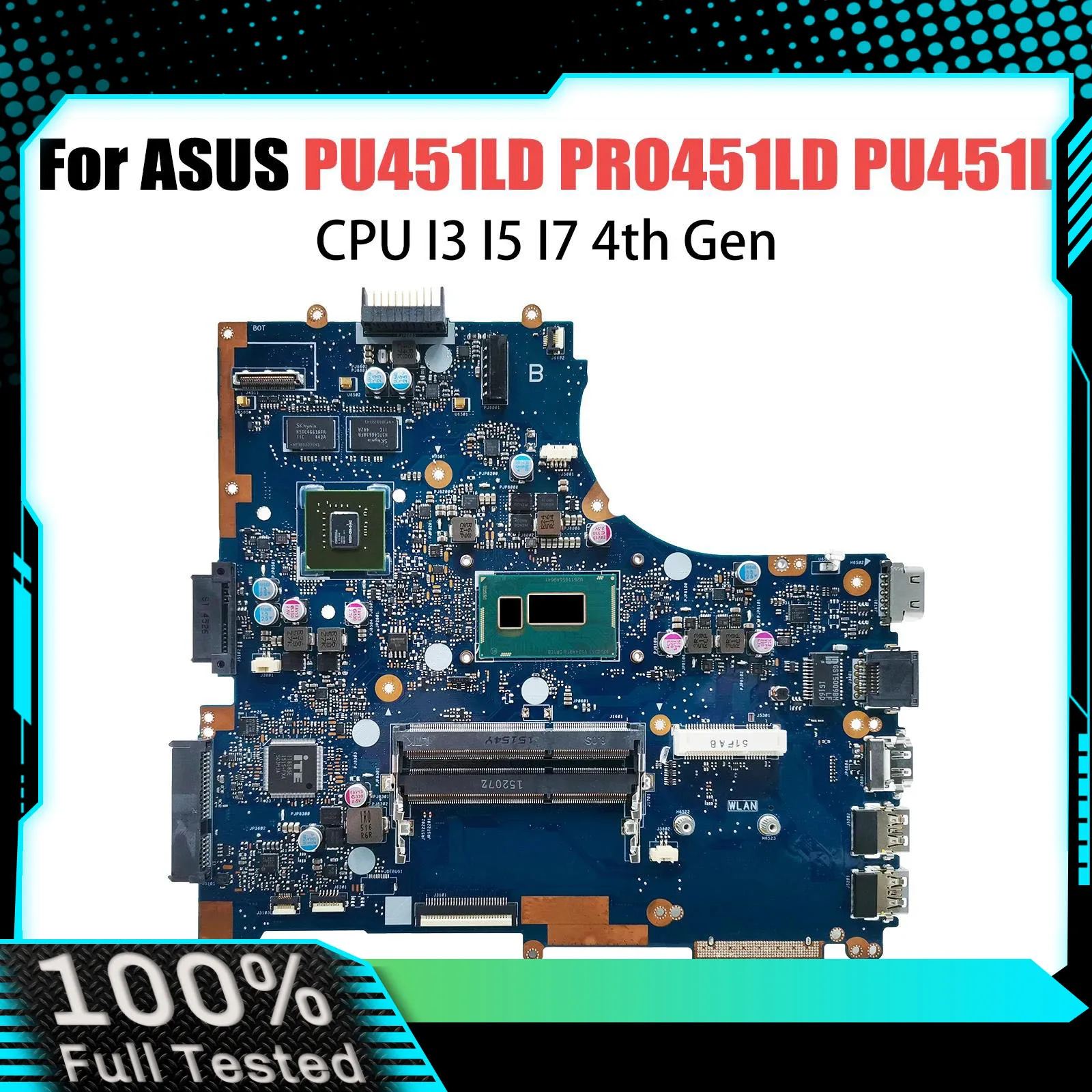 PU451LD Mainboard For ASUS PU451LD PU451 PU451L Laptop Motherboard W/I3-4030U I5-4200U I7-4500U 1G video memory 100% Test
PU451LD Mainboard For ASUS PU451LD PU451 PU451L Laptop Motherboard W/I3-4030U I5-4200U I7-4500U 1G video memory 100% Test