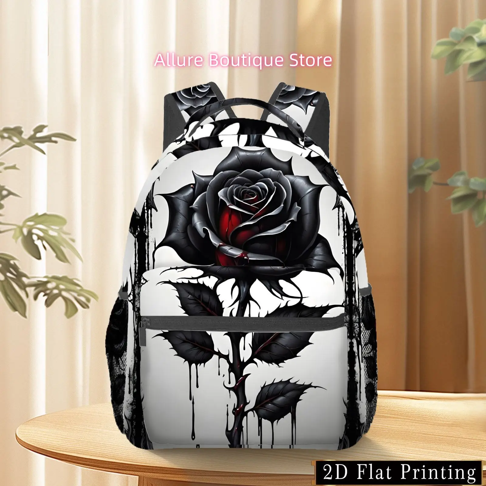 1pc, Black Rose Pattern Backpack for Women, Vintage Floral Backpack, School Bag, 2D Flat Print, 2D Flat
1pc, Black Rose Pattern Backpack for Women, Vintage Floral Backpack, School Bag, 2D Flat Print, 2D Flat