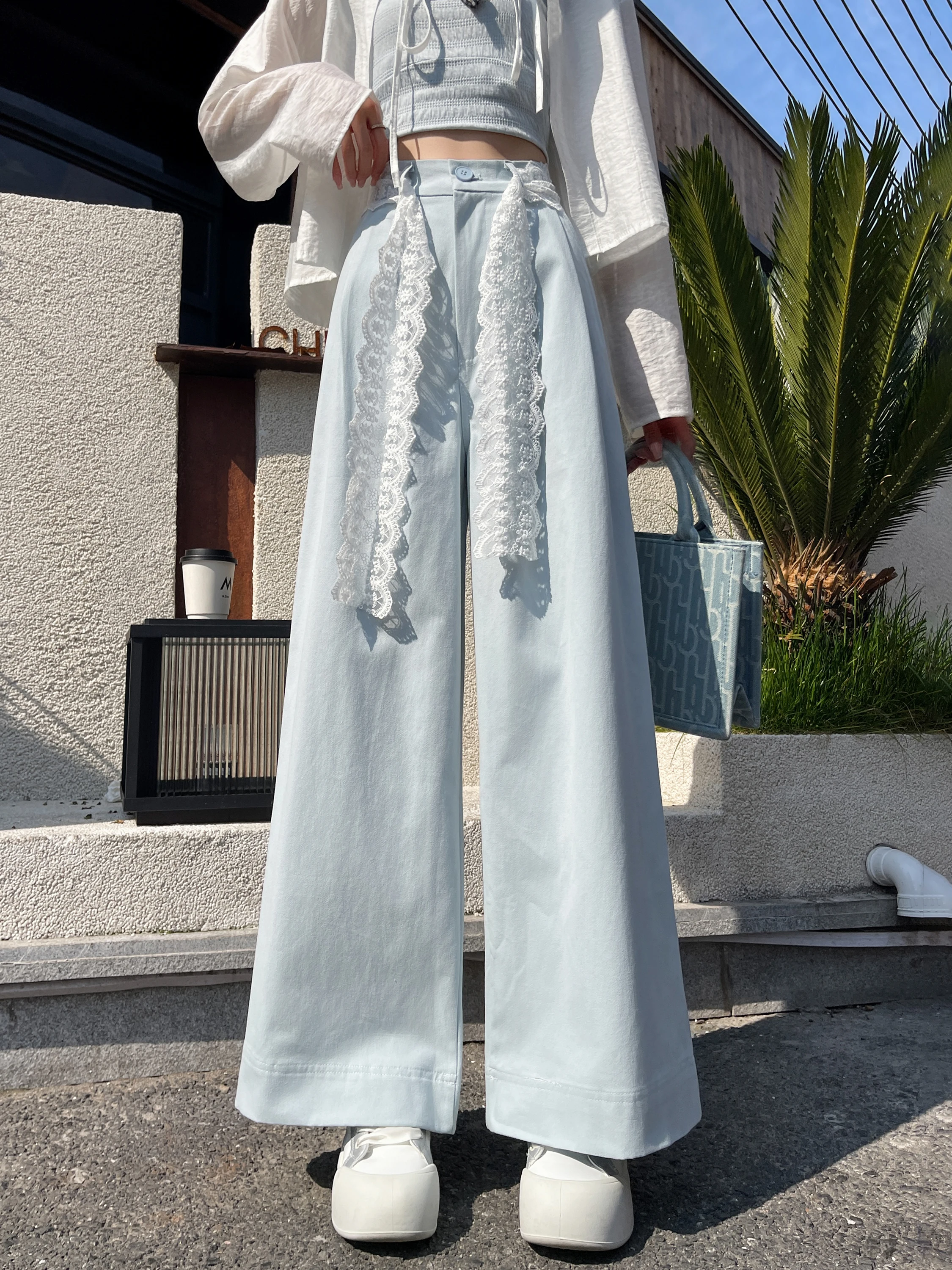 Washed Cotton Wide Leg Pants Women Summer Thin Lace Belted Straight Casual Loose Slimming Drapey Nine Points Pants
Washed Cotton Wide Leg Pants Women Summer Thin Lace Belted Straight Casual Loose Slimming Drapey Nine Points Pants