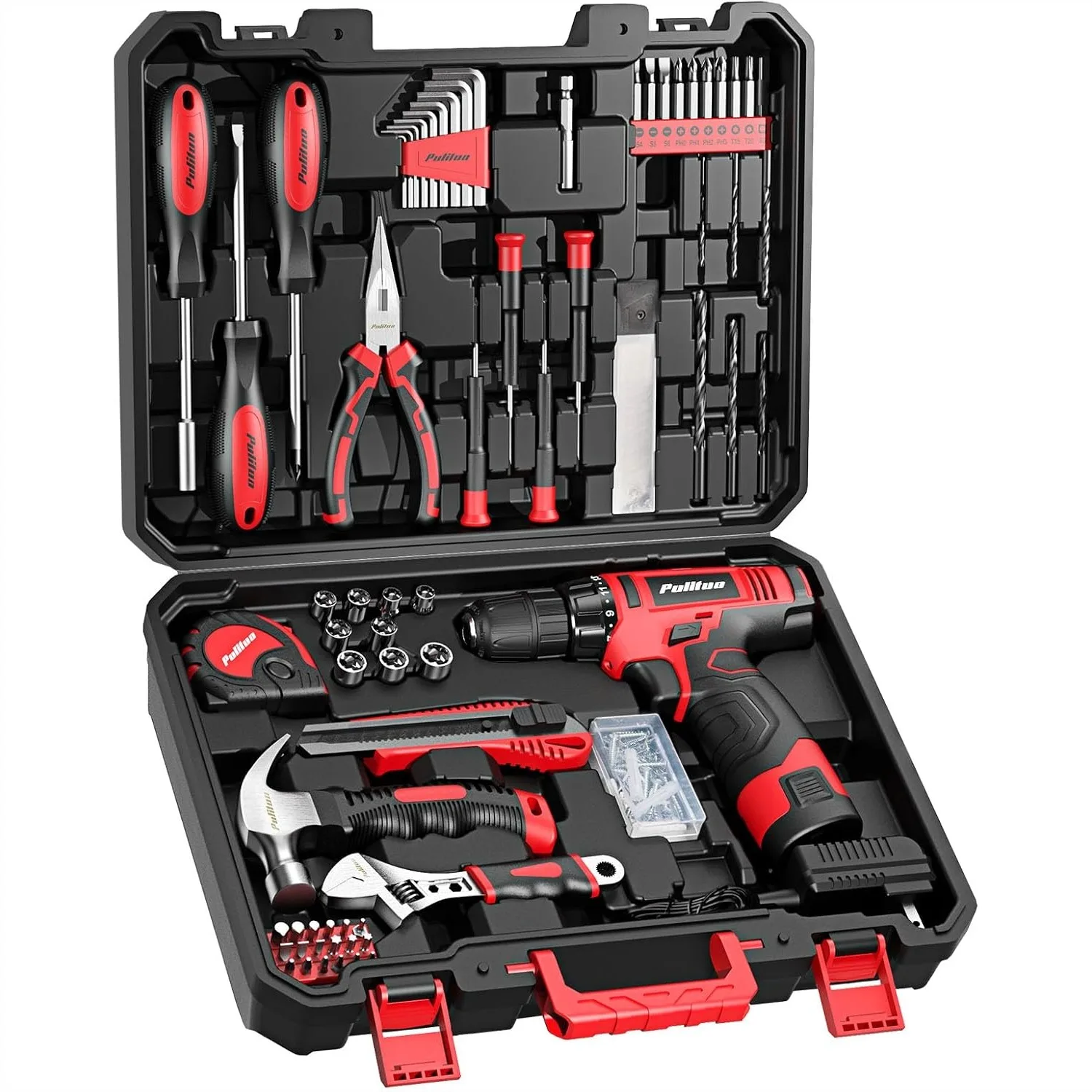 148-Piece Home Drill Set with 12V Cordless Drill, Hand Tools, Tool Box, Ideal for DIY Home Improvement
148-Piece Home Drill Set with 12V Cordless Drill, Hand Tools, Tool Box, Ideal for DIY Home Improvement