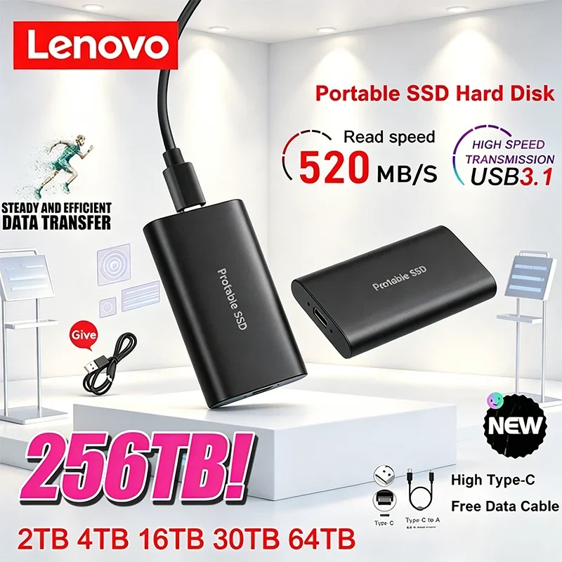 Портативный SSD-накопитель Lenovo 2 ТБ, 4 ТБ, 8 ТБ, 256 ТБ: высокоскоростные твердотельные диски большой емкости для ноутбуков/MAC
Портативный SSD-накопитель Lenovo 2 ТБ, 4 ТБ, 8 ТБ, 256 ТБ: высокоскоростные твердотельные диски большой емкости для ноутбуков/MAC