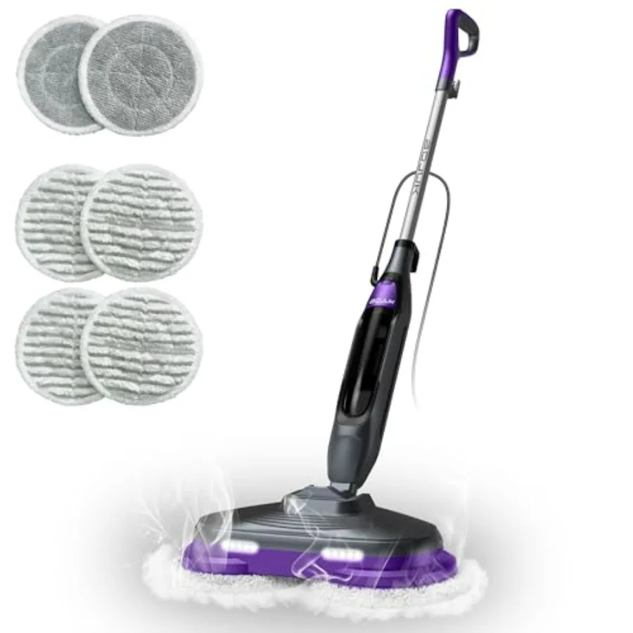 Hard floor cleaning: microfiber scrub steam mop with rotating pads, white, LED headlights + 6 pads + large tank + swivel steeri
Hard floor cleaning: microfiber scrub steam mop with rotating pads, white, LED headlights + 6 pads + large tank + swivel steeri